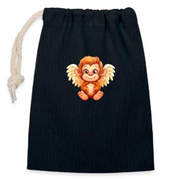 Süßer Affe Engel - Tierisches Fantasie Design - Verschließbarer Geschenkbeutel aus Baumwolle (14x20cm) - Navy - Vorne