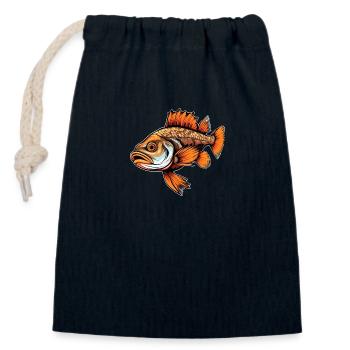 Zander Fish – Conception de pêche respectueuse de la nature - Sac cadeau en coton avec cordon (14 x 20 cm) - bleu marine - Devant