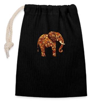 Afrikanischer Elefant im Herbst: Buntes Laub und - Verschließbarer Geschenkbeutel aus Baumwolle (14x20cm) - Schwarz - Vorne