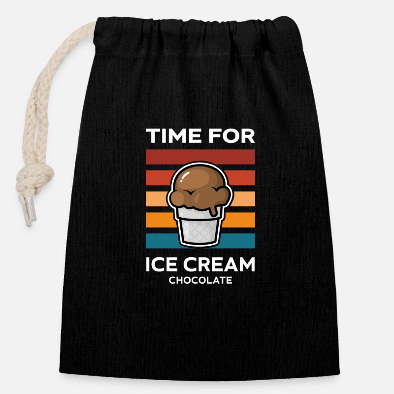 Time for Ice Cream Chocolat - Closable cotton gift bag (14x20cm) - black