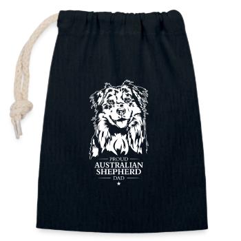 Berger Australien Papa Chiens Chiens de troupeau Wilsigns - Sac cadeau en coton avec cordon (14 x 20 cm) - bleu marine - Devant