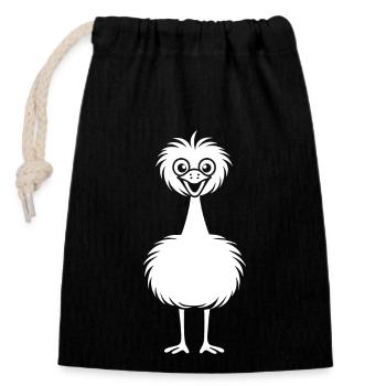 autruche - Sac cadeau en coton avec cordon (14 x 20 cm) - noir - Devant
