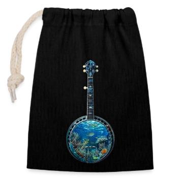 Fish Banjo - Closable cotton gift bag (14x20cm) - black - Front