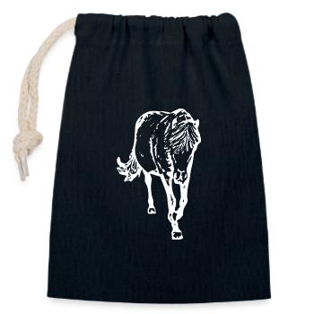 Pferd - Verschließbarer Geschenkbeutel aus Baumwolle (14x20cm) - Navy - Vorne