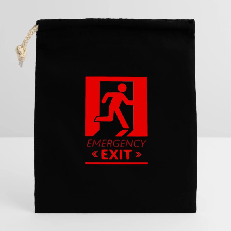 Emergency EXIT Basic Red Closable cotton gift bag (14x20cm)