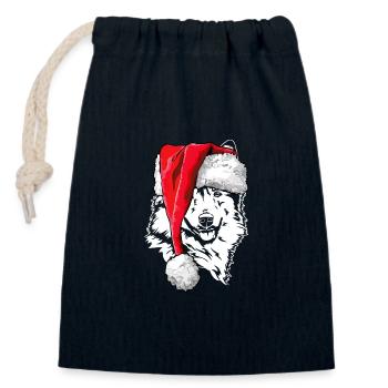 Santa Island Dog Christmas Dogs Wilsigns - Closable cotton gift bag (14x20cm) - navy - Front