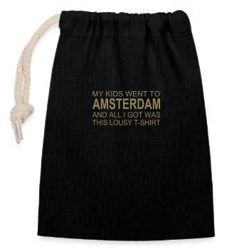 Amsterdam Souvenir Saying – Humorous - Closable cotton gift bag (14x20cm) - black - Front