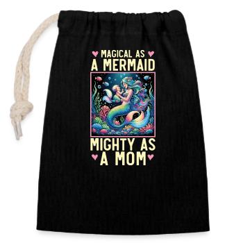 Fête des mères, amant de sirène meilleure maman - Sac cadeau en coton avec cordon (14 x 20 cm) - noir - Devant