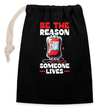 Blood Donation Education Donate Blood - Closable cotton gift bag (14x20cm) - black - Front