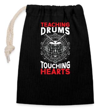 Professeur de percussions, batteur, musicien, professeur de musique - Sac cadeau en coton avec cordon (14 x 20 cm) - noir - Devant
