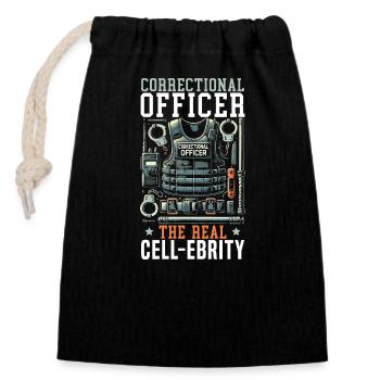 Detention Act for Correctional Officers - Closable cotton gift bag (14x20cm) - black - Front