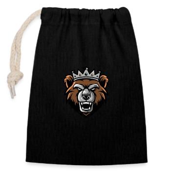 Couronne de tête d’ours - Sac cadeau en coton avec cordon (14 x 20 cm) - noir - Devant