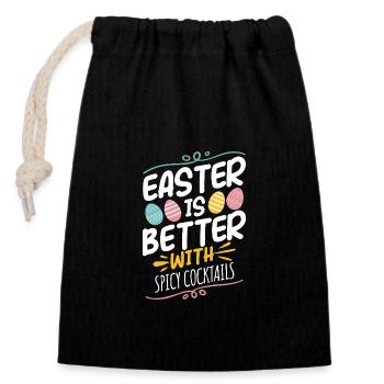 Pâques est meilleure avec des cocktails épicés Fun Vibes - Sac cadeau en coton avec cordon (14 x 20 cm) - noir - Devant