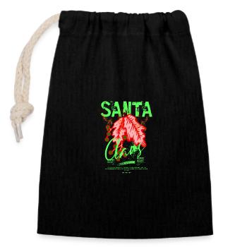 PÈRE NOËL - HOUX JOYEUX NOËL - Sac cadeau en coton avec cordon (14 x 20 cm) - noir - Devant