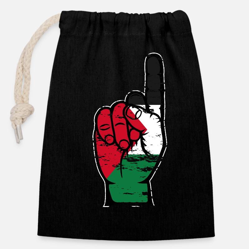 Palestine flag number 1 used - Closable cotton gift bag (14x20cm) - black