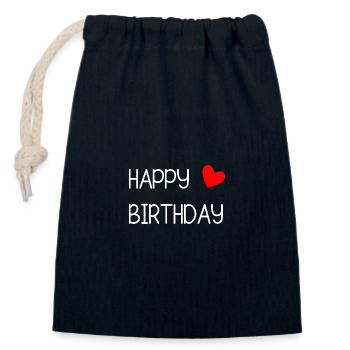 - GEBURTSTAG. HAPPY BIRTHDAY. ALLES GUTE ZUM GEBURTSTAG. - Verschließbarer Geschenkbeutel aus Baumwolle (14x20cm) - Navy - Vorne
