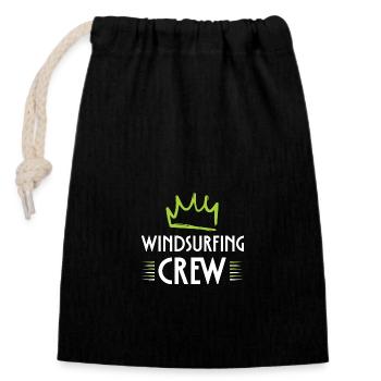 Windsurfing Crew - Verschließbarer Geschenkbeutel aus Baumwolle (14x20cm) - Schwarz - Vorne