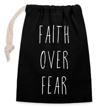 Faith Over Fear - Closable cotton gift bag (14x20cm) - black - Front