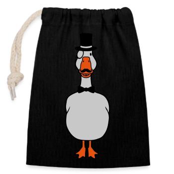 Sir Monokel Brille Gans - Verschließbarer Geschenkbeutel aus Baumwolle (14x20cm) - Schwarz - Vorne