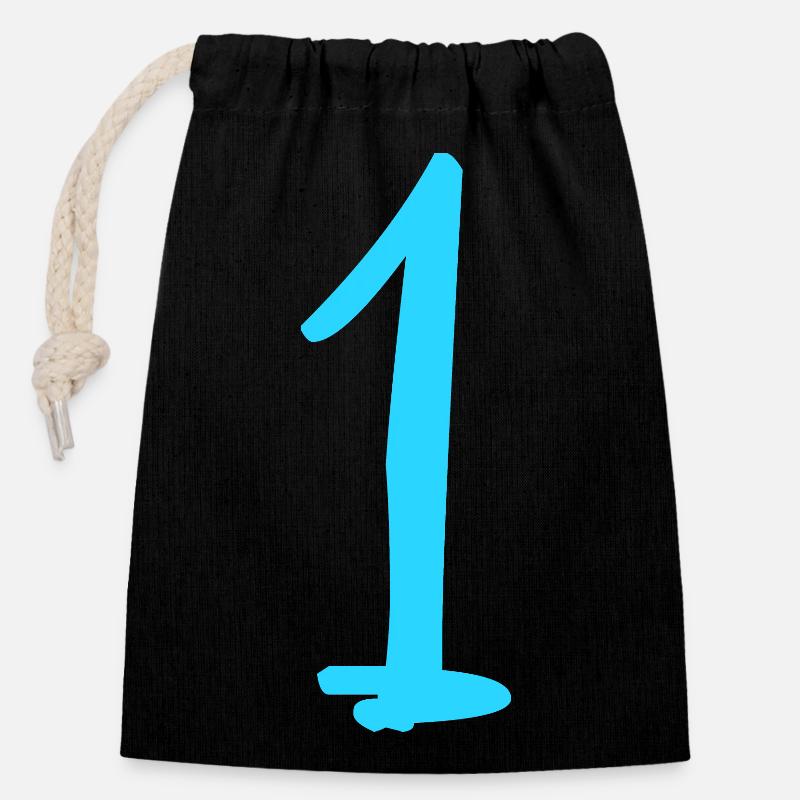 1 AN. 1er ANNIVERSAIRE. ANNIVERSAIRE 1 AN. 1 - Sac cadeau en coton avec cordon (14 x 20 cm) - noir