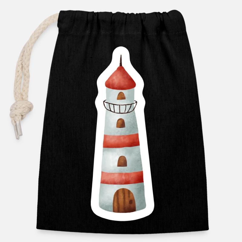 lighthouse - Closable cotton gift bag (14x20cm) - black