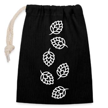 Hopfen Knospen Gerste Symbol - Verschließbarer Geschenkbeutel aus Baumwolle (14x20cm) - Schwarz - Vorne