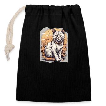 Whisker WonderlandCollier orange de chat Kitty mignon - Sac cadeau en coton avec cordon (14 x 20 cm) - noir - Devant