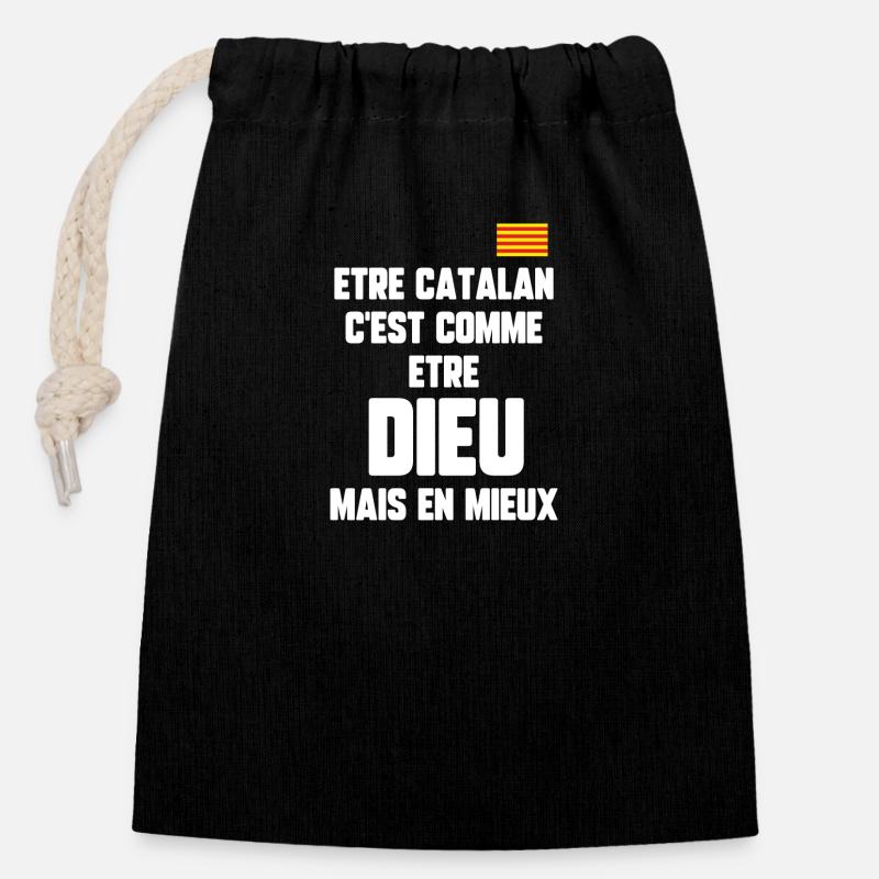 Catalan - Closable cotton gift bag (14x20cm) - black