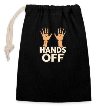 Hands off - Verschließbarer Geschenkbeutel aus Baumwolle (14x20cm) - Schwarz - Vorne