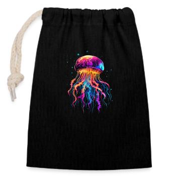 Jellyfish for Sea Creatures Fans, Gift Holiday Animals - Closable cotton gift bag (14x20cm) - black - Front