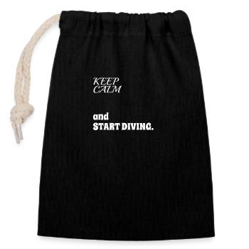 🤿 " "Keep Calm and Start Diving" Shirt 🤿 - Closable cotton gift bag (14x20cm) - black - Front