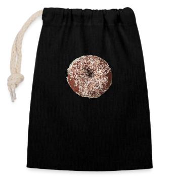 Chocolate Donut - Closable cotton gift bag (14x20cm) - black - Front