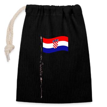 Croatie National Colors Holiday Travel Dicton - Sac cadeau en coton avec cordon (14 x 20 cm) - noir - Devant