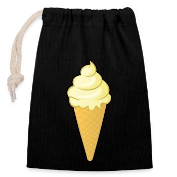 Vanille Eis Kostüme Eiscreme Eistüte Vanilleeis - Verschließbarer Geschenkbeutel aus Baumwolle (14x20cm) - Schwarz - Vorne
