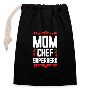 Maman Patron Super-héroïne Maman - Sac cadeau en coton avec cordon (14 x 20 cm) - noir - Devant