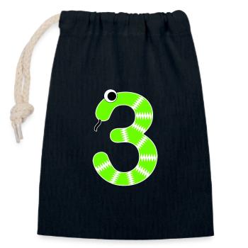 Number 3 Snake Kids - Closable cotton gift bag (14x20cm) - navy - Front