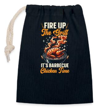Barbecue au poulet barbecue - Sac cadeau en coton avec cordon (14 x 20 cm) - bleu marine - Devant