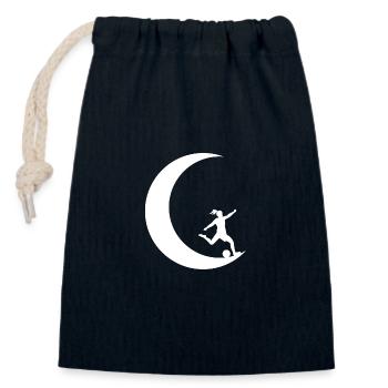 Mondsichel - Fußballspielende Frau - - Verschließbarer Geschenkbeutel aus Baumwolle (14x20cm) - Navy - Vorne