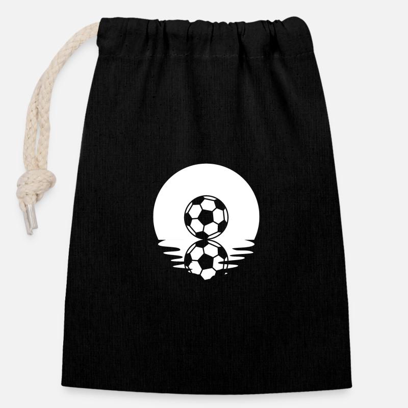 Cercle et réflexion - Football - - Sac cadeau en coton avec cordon (14 x 20 cm) - noir