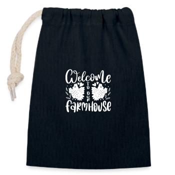 Welcome to our farm - - Closable cotton gift bag (14x20cm) - navy - Front