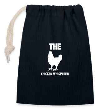 Le chuchoteur de poulet 1 - - Sac cadeau en coton avec cordon (14 x 20 cm) - bleu marine - Devant