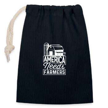 America needs farmers - - Closable cotton gift bag (14x20cm) - navy - Front