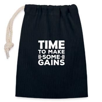 Time to step up - - Closable cotton gift bag (14x20cm) - navy - Front