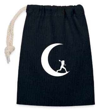 Mondsichel - Tennis spielende Frau - - Verschließbarer Geschenkbeutel aus Baumwolle (14x20cm) - Navy - Vorne