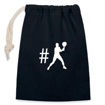 Hashtag - Joueur de tennis - - Sac cadeau en coton avec cordon (14 x 20 cm) - bleu marine - Devant
