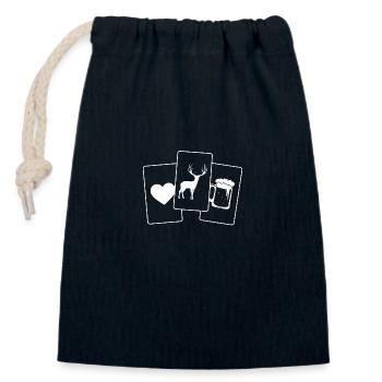 Herz - Bier - Hirsch - - Verschließbarer Geschenkbeutel aus Baumwolle (14x20cm) - Navy - Vorne