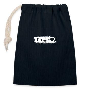 Grunge Rectangle - Coeur - Café - Guy on the Jag - Sac cadeau en coton avec cordon (14 x 20 cm) - bleu marine - Devant
