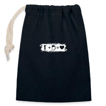 Grunge-Rechteck - Herz - Bier - Kerl auf der Jagd - Verschließbarer Geschenkbeutel aus Baumwolle (14x20cm) - Navy - Vorne