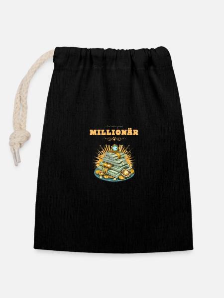 Millionär - Verschließbarer Geschenkbeutel aus Baumwolle (14x20cm) - Schwarz