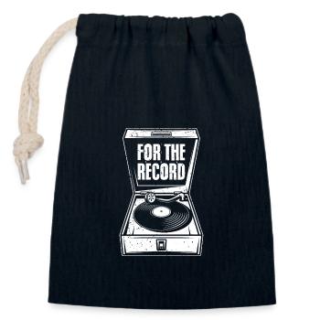 For The Record Retro House Party A Disc Jockey - Verschließbarer Geschenkbeutel aus Baumwolle (14x20cm) - Navy - Vorne